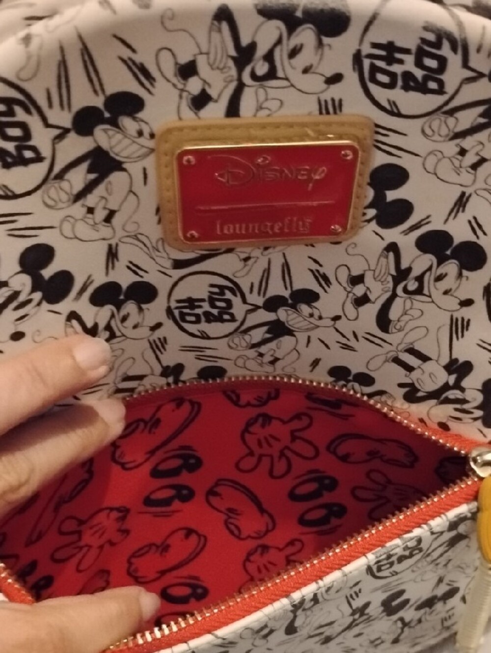 Disney Loungefly Black, Red & White Mickey "Oh Boy!" Print Mini Backpack GUC - Picture 4 of 10